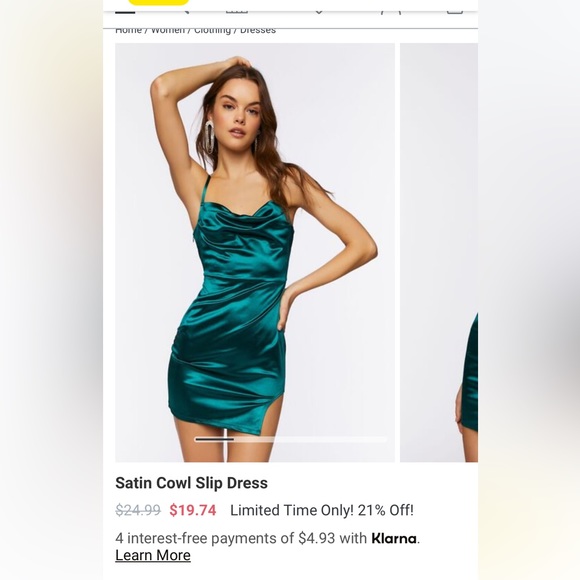 Forever 21 Emerald Green Satin Cowl Slip Dress size L Holiday Christmas Party - Picture 4 of 8